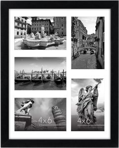 Americanflat 4x6 Collage Picture Frame with Shatter-Resistant Glass - Fits Five 4x6 Photos or Use as One 11x14 Picture Frame - Signature Collection - Collage Frames for Wall Display - Black
