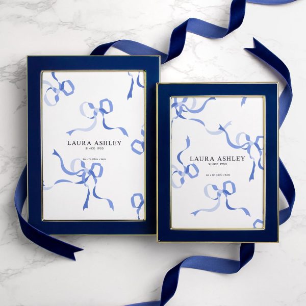 Laura Ashley 5x7 Navy Enamel Picture Frame, Gold Metal Edge with Easel, for Countertop, Counterspace, Tabletop Display, Bookshelf, Desk, Wall Décor, Photo Gallery (5x7, Navy W/Gold) - Image 3