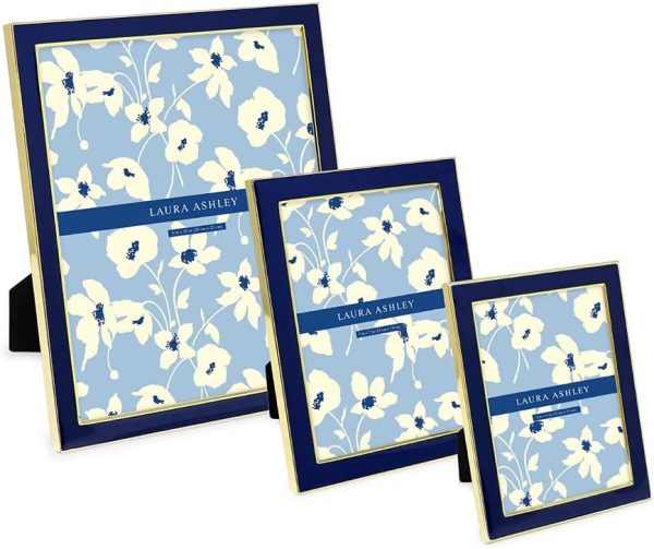Laura Ashley 5x7 Navy Enamel Picture Frame, Gold Metal Edge with Easel, for Countertop, Counterspace, Tabletop Display, Bookshelf, Desk, Wall Décor, Photo Gallery (5x7, Navy W/Gold) - Image 6
