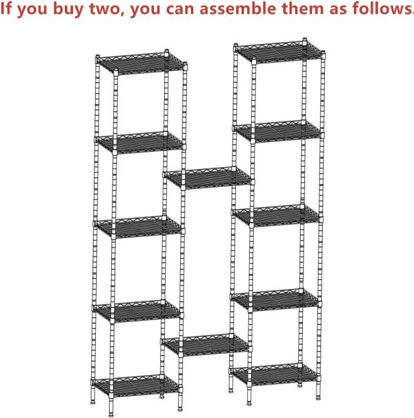REGILLER 6 Wire Shelving Steel Storage Rack Adjustable Unit Shelves for Laundry Bathroom Kitchen Pantry Closet(Silver, 11.7" D x 16.8" W x 63" H) - Image 5