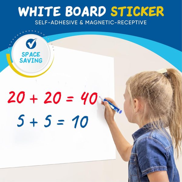 YOUNGJQ Magnetic Whiteboard Contact Paper 39" x 18" Adhesive Magnetic Dry Erase White Board Sticker for Wall, Peel and Stick Wallpaper, Easy to Write and Clean for Playroom Office - Image 5